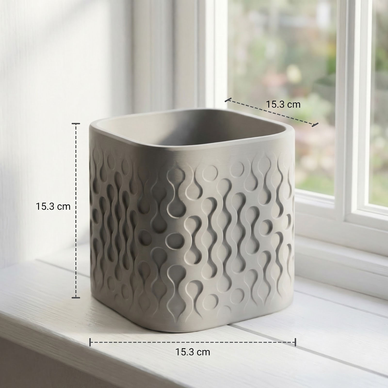 Ghiveci Decorativ cu Textura Fluida, Gri, 15 cm — imaginea 7