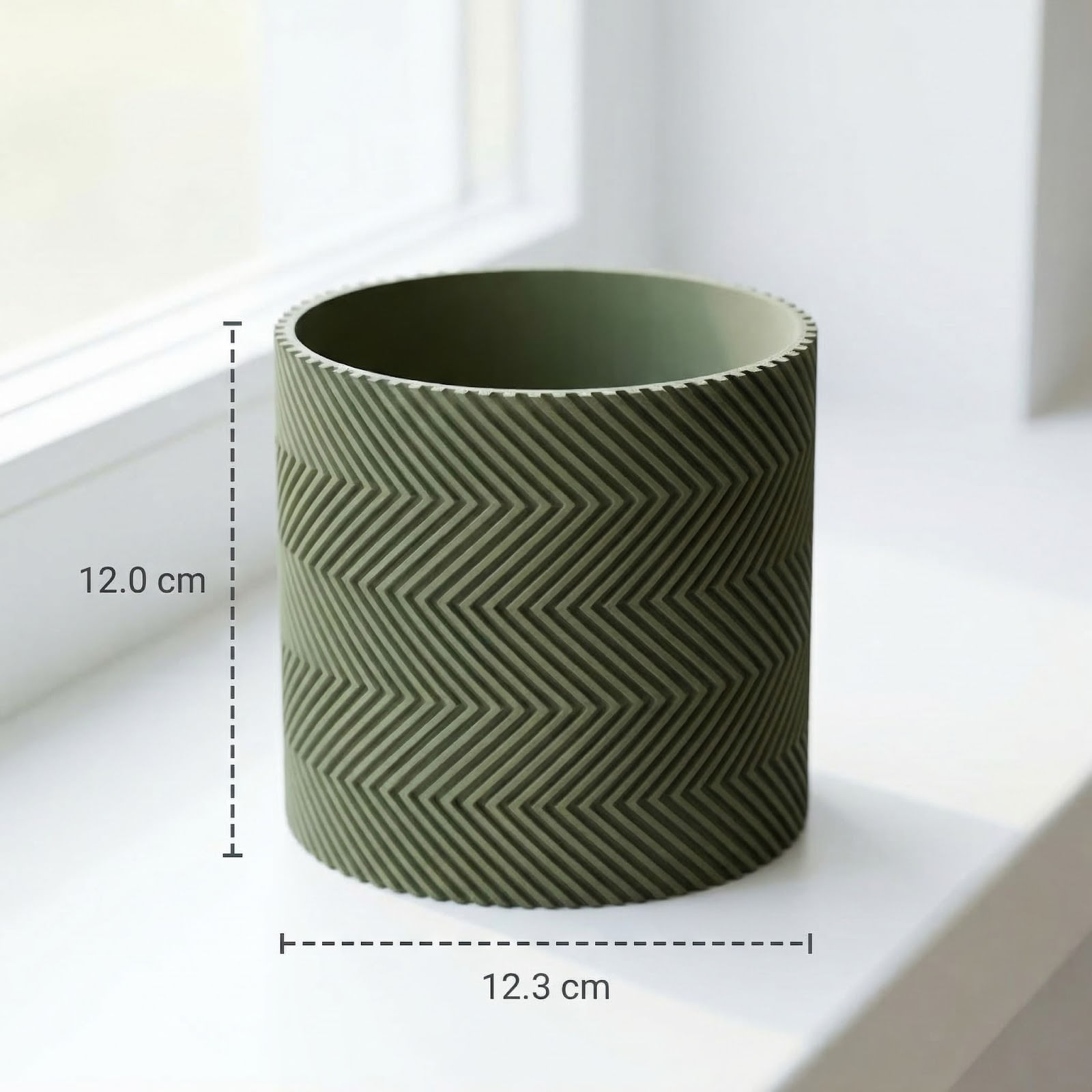 Ghiveci decorativ Zigzag, Verde Oliv, 12 cm — imaginea 2
