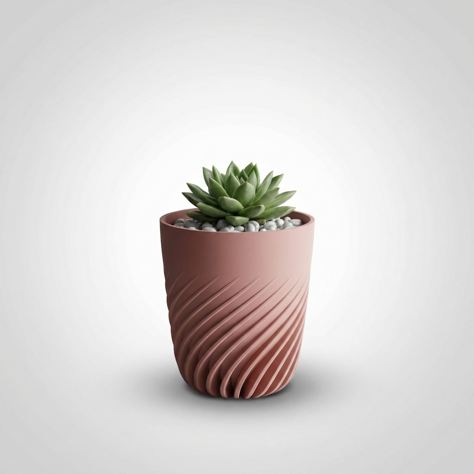 Ghiveci Decorativ cu Nervuri Spiralate, Roz pudrat, 17 cm — imaginea 3