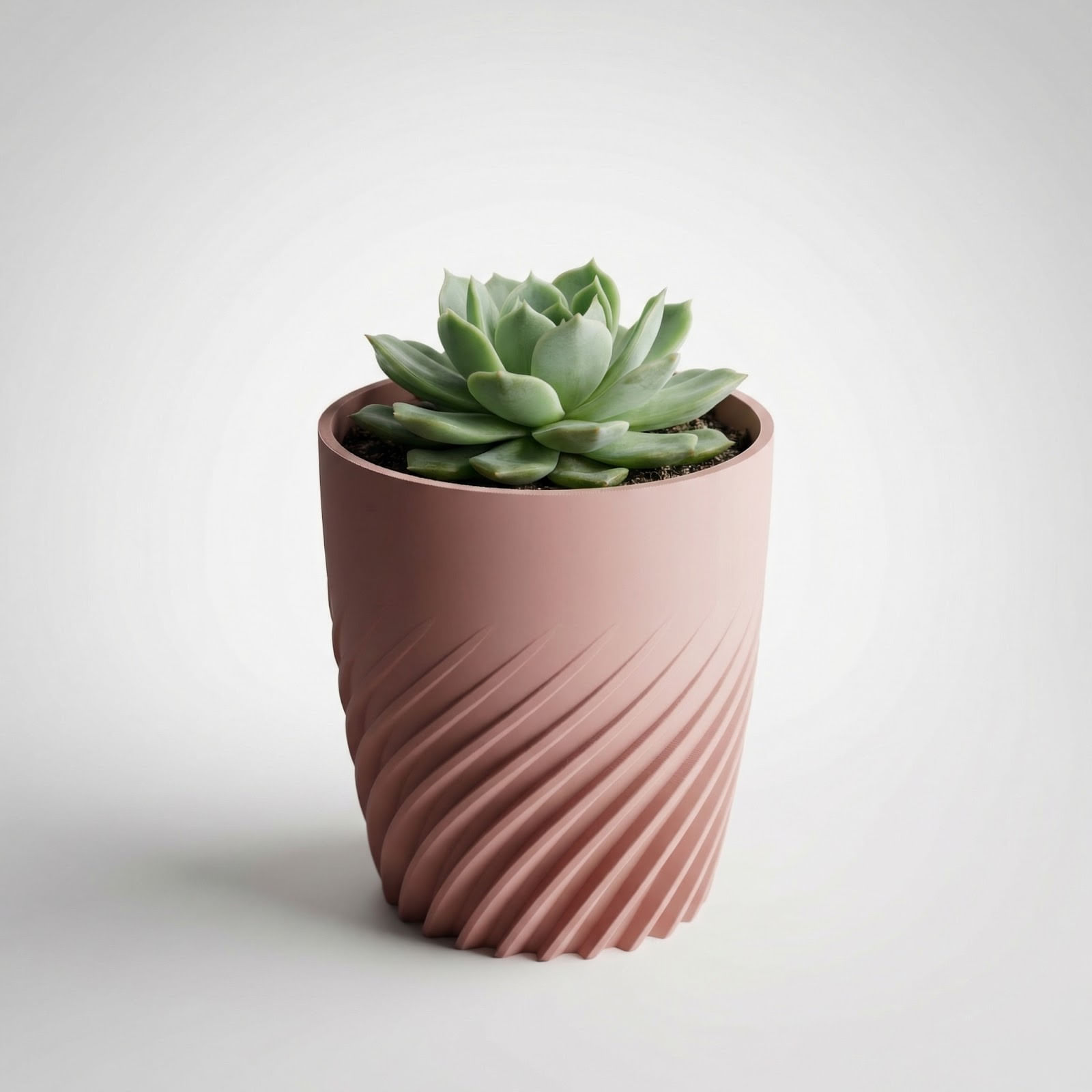 Ghiveci Decorativ cu Nervuri Spiralate, Roz pudrat, 17 cm — imaginea 5