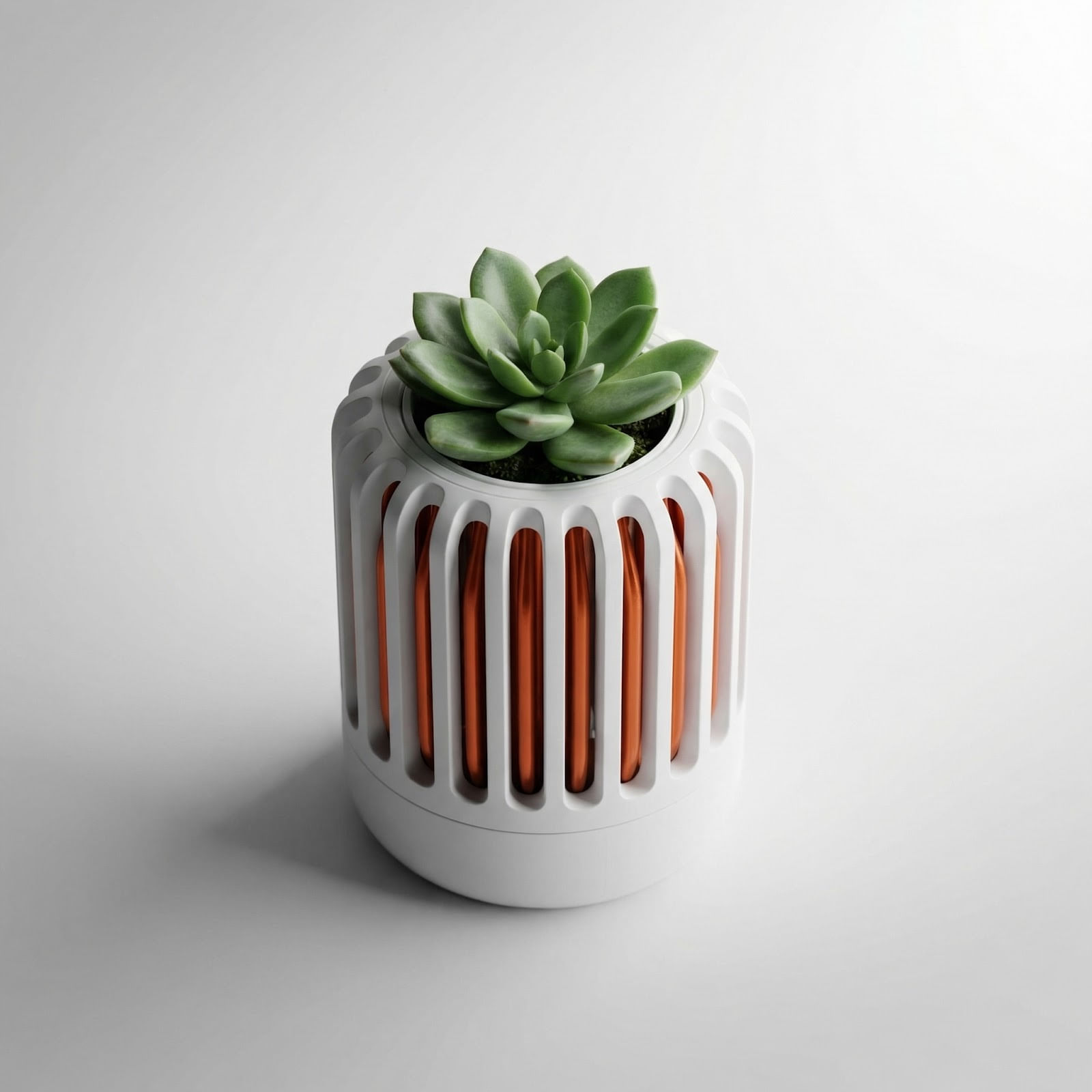 Ghiveci Decorativ cu Nervuri Aerisite, Alb, 12 cm — imaginea 3