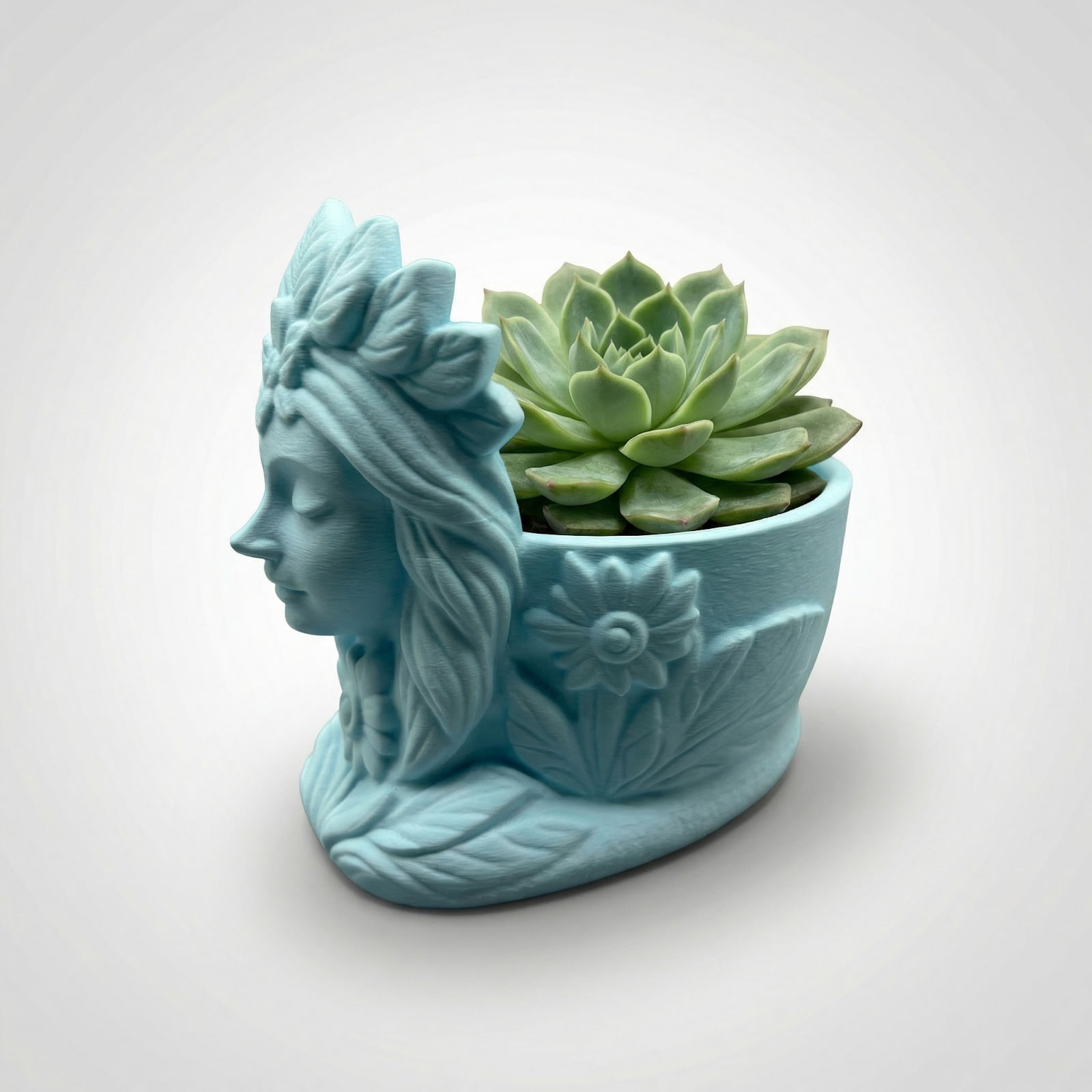 Ghiveci Decorativ Silueta Florala, Albastru, 10 cm — imaginea 2