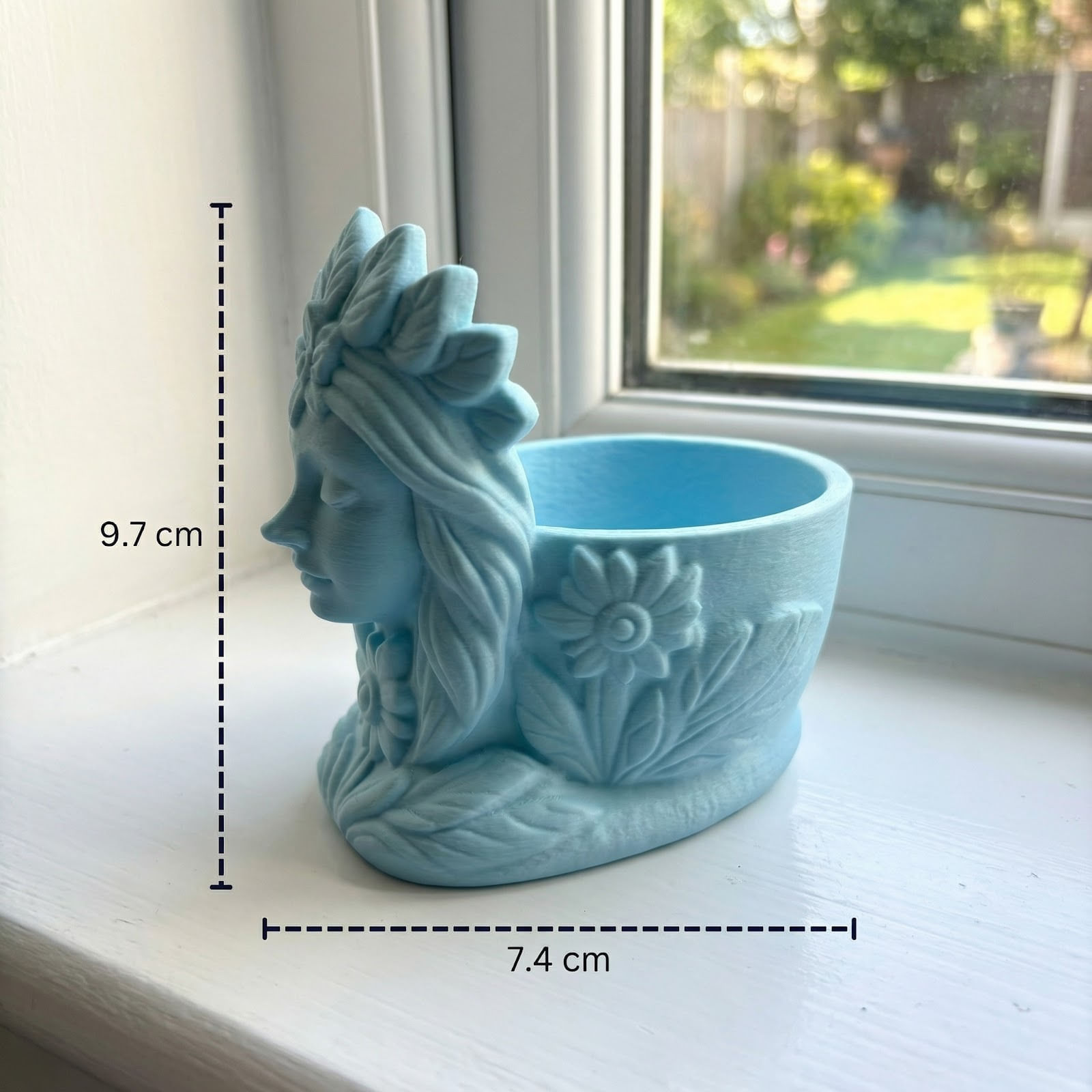 Ghiveci Decorativ Silueta Florala, Albastru, 10 cm — imaginea 3