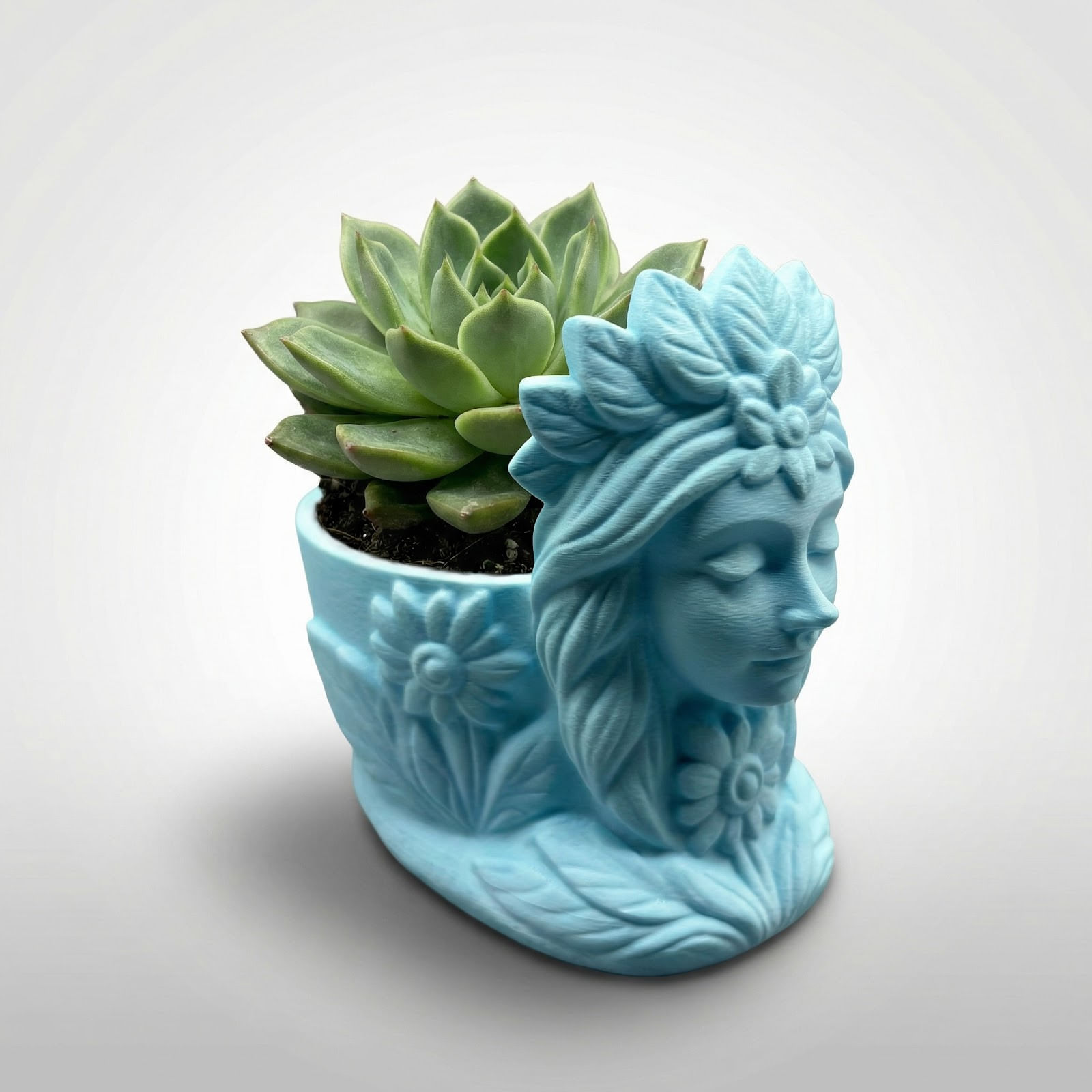 Ghiveci Decorativ Silueta Florala, Albastru, 10 cm — imaginea 4