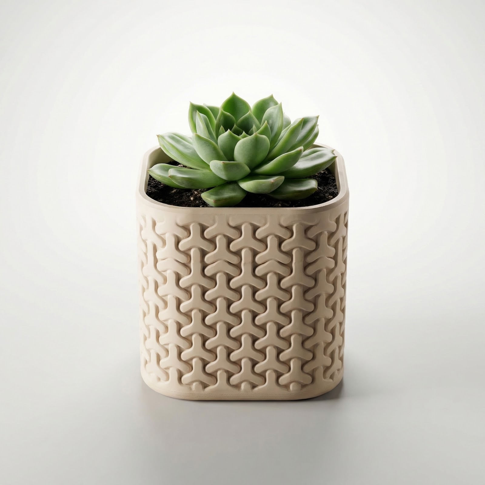 Ghiveci Decorativ cu Model Geometric, Bej, 15 cm — imaginea 2