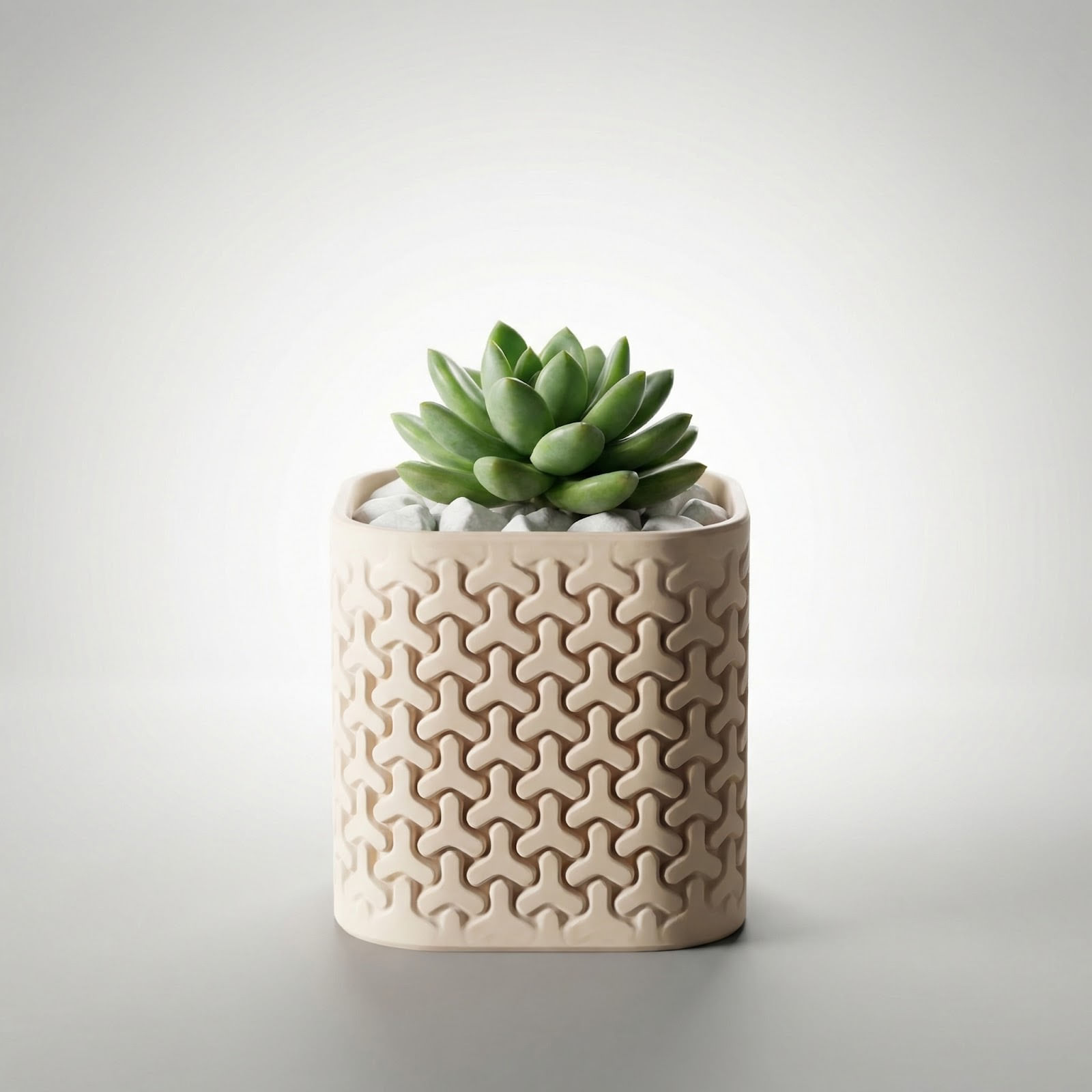 Ghiveci Decorativ cu Model Geometric, Bej, 15 cm — imaginea 5