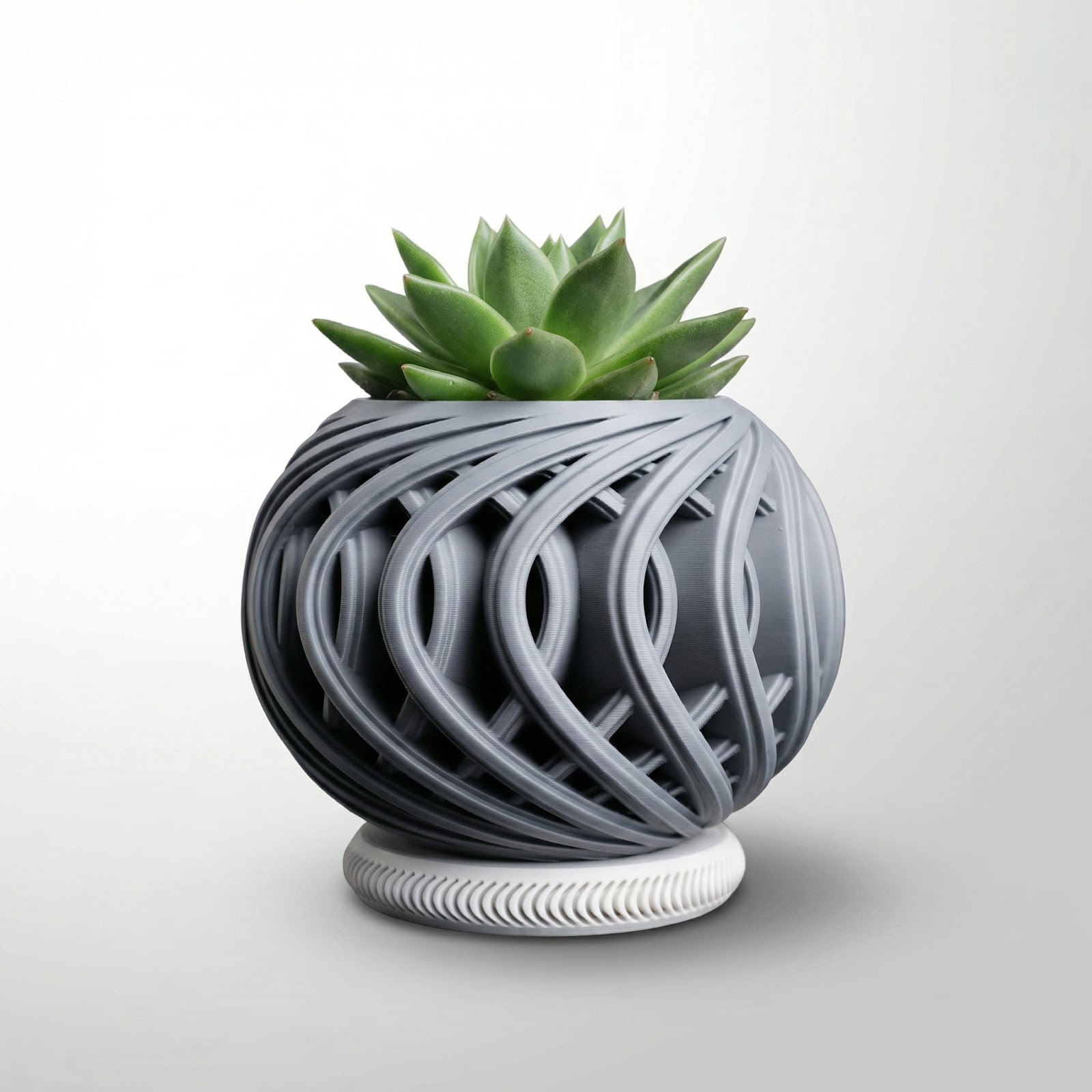 Ghiveci Decorativ Sferic Minimalist, Gri, 15 cm — imaginea 5