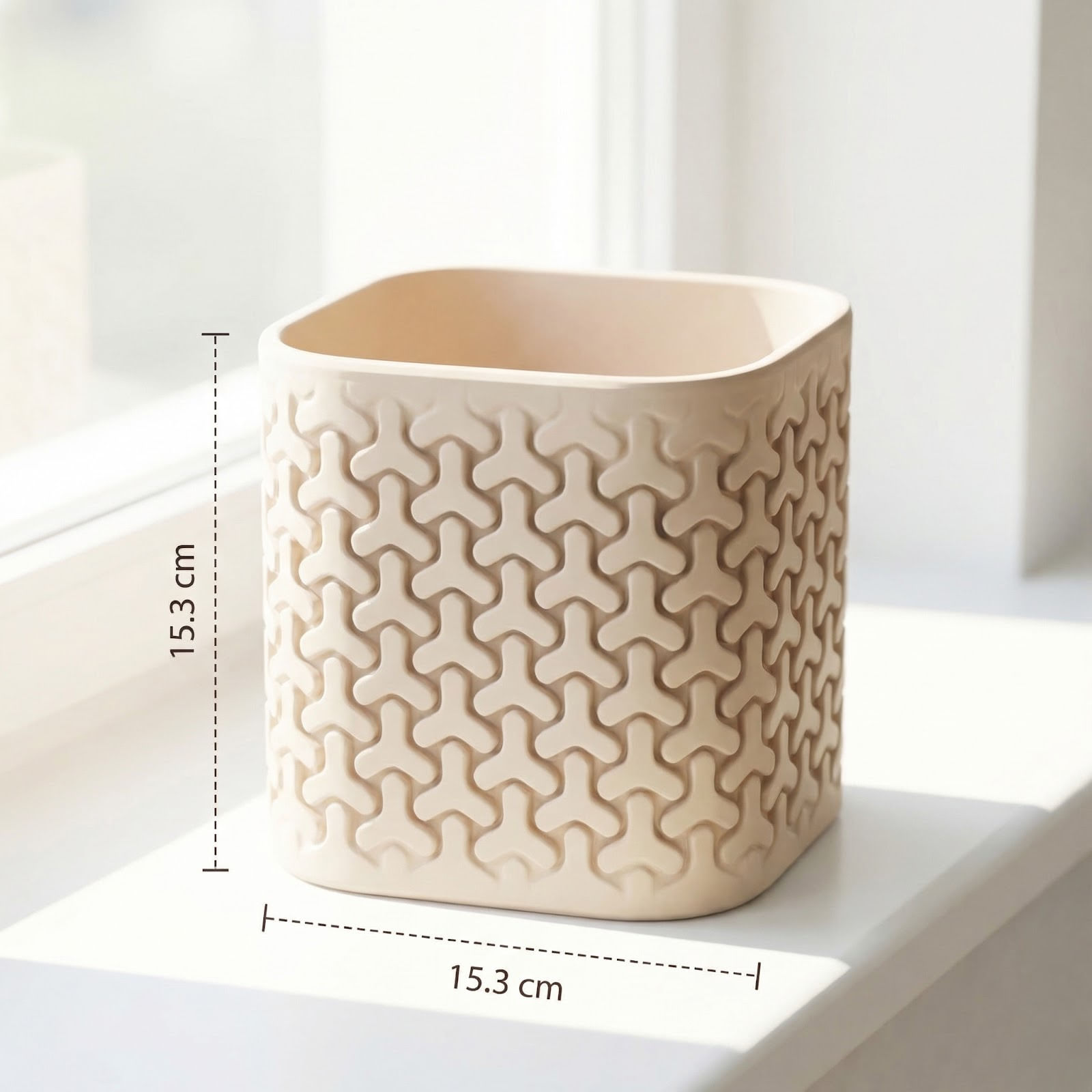 Ghiveci Decorativ cu Model Geometric, Bej, 15 cm — imaginea 7
