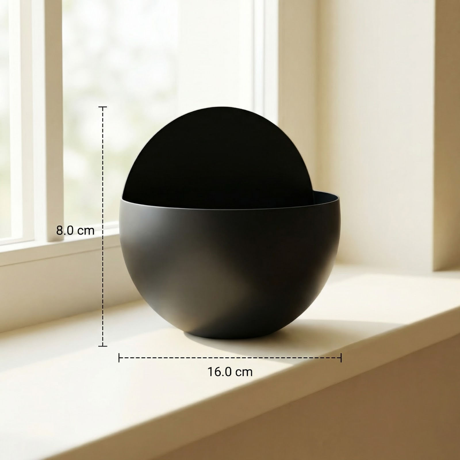 Ghiveci de Perete Sferic Modern, Negru, 16 cm — imaginea 2