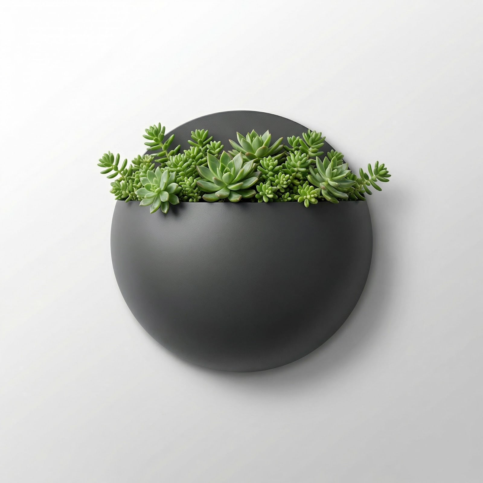 Ghiveci de Perete Sferic Modern, Negru, 16 cm — imaginea 3