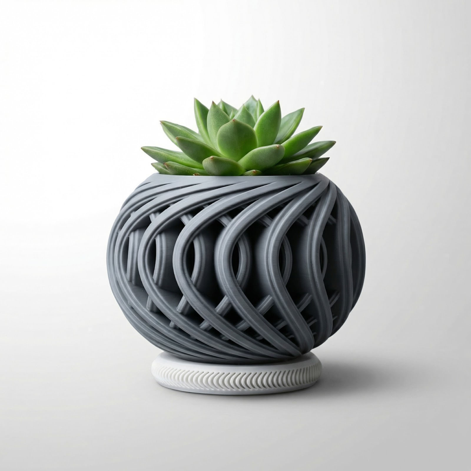Ghiveci Decorativ Sferic Minimalist, Gri, 15 cm — imaginea 6