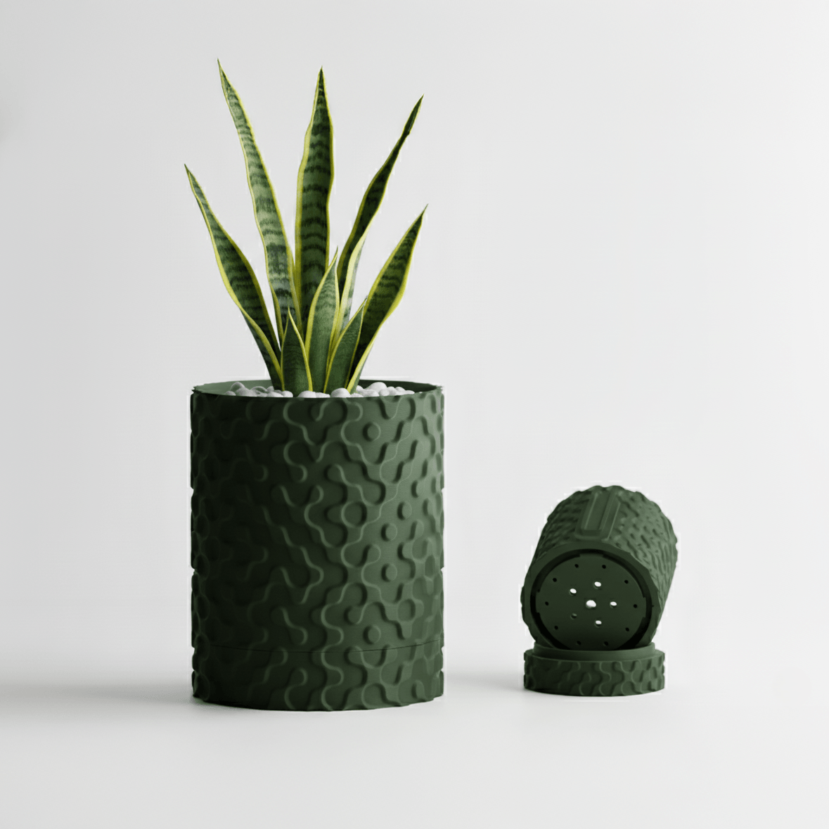 Ghiveci decorativ de perete – Design Wave Motion, culoare Forest Emerald, plastic PLA, 14cm inaltime, 10cm diametru — imaginea 4