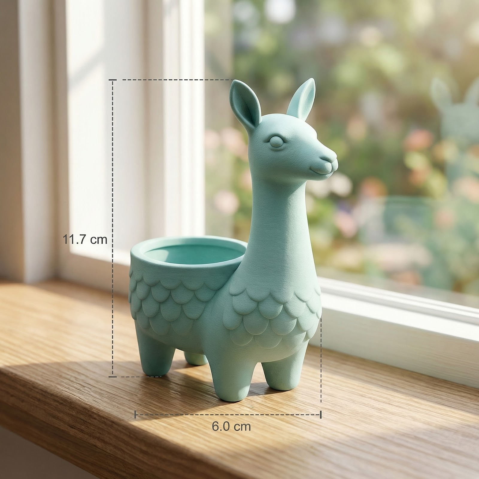 Ghiveci Decorativ Silueta Alpaca, Turcoaz, 12 cm — imaginea 2