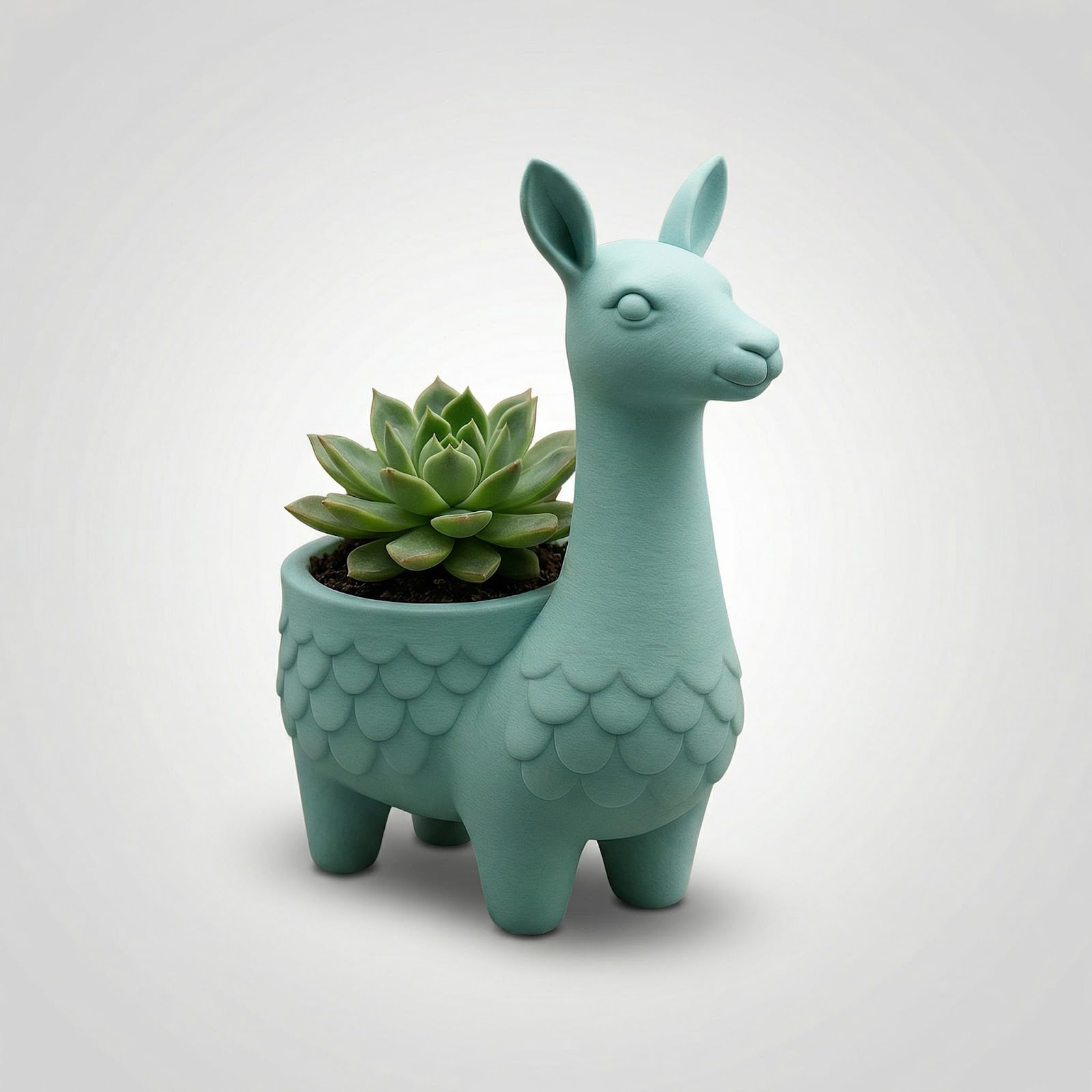 Ghiveci Decorativ Silueta Alpaca, Turcoaz, 12 cm — imaginea 5