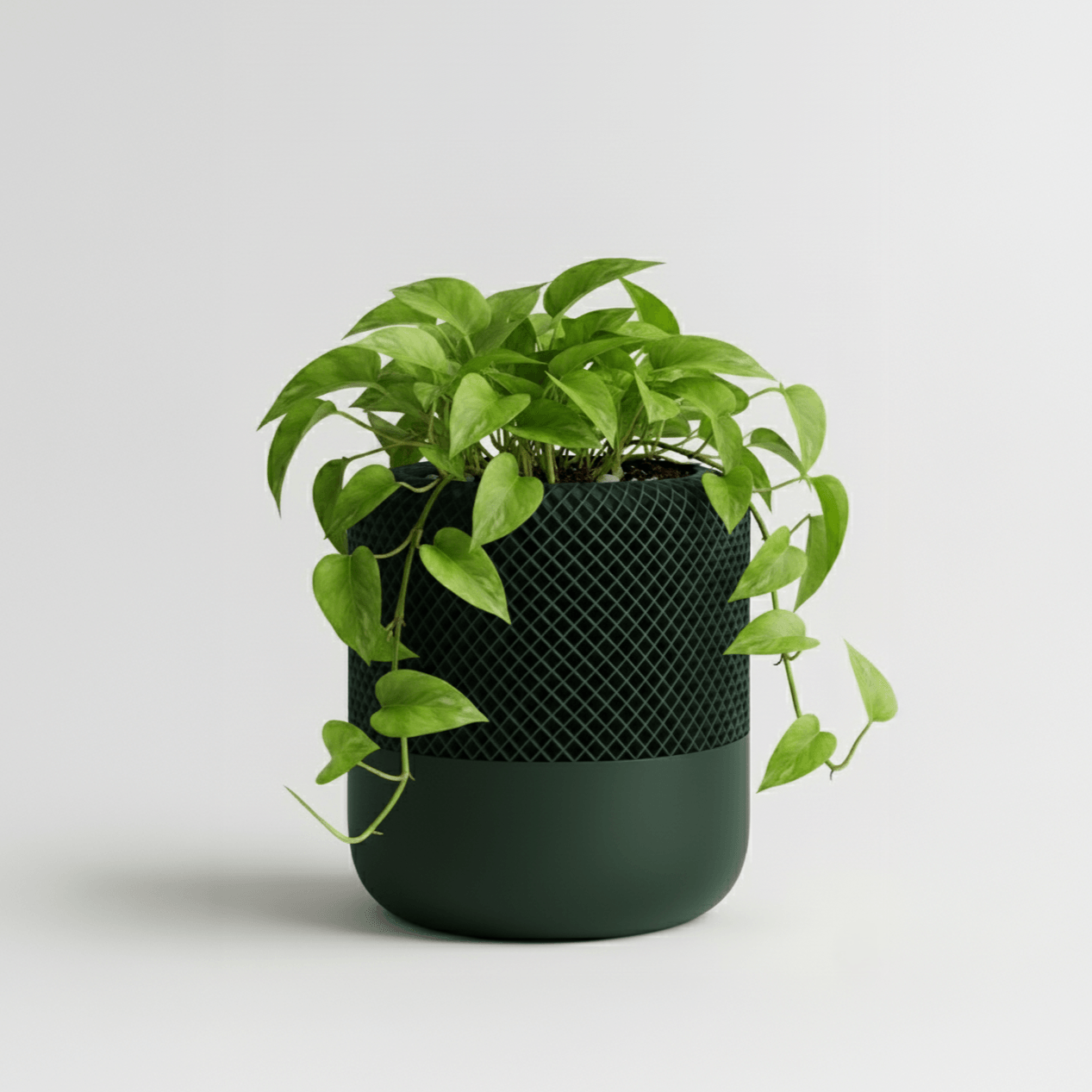Ghiveci Inalt decorativ cu design tip plasa – culoare Forest Emerald, plastic PLA, inaltime 13cm — imaginea 5
