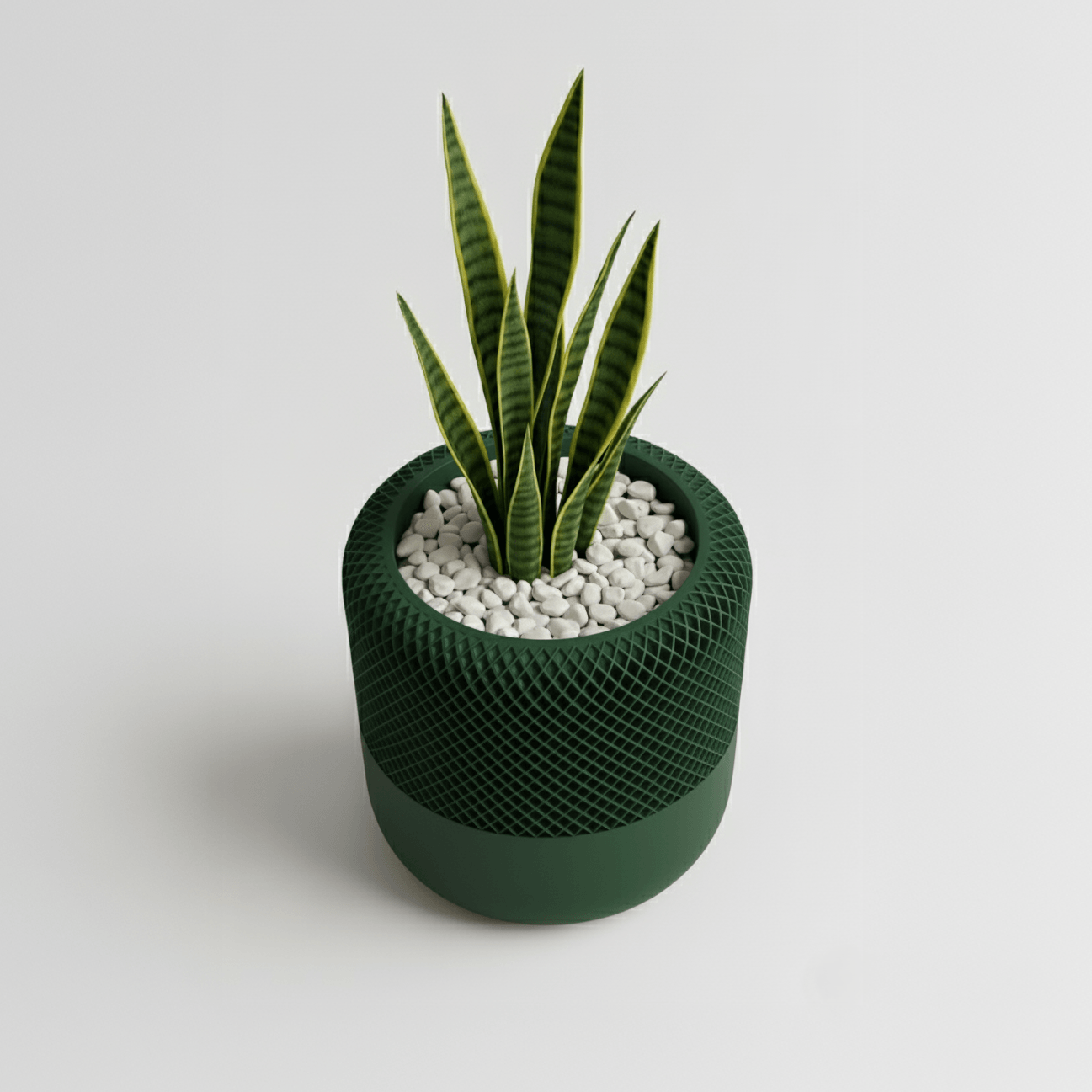 Ghiveci Inalt decorativ cu design tip plasa – culoare Forest Emerald, plastic PLA, inaltime 13cm — imaginea 7