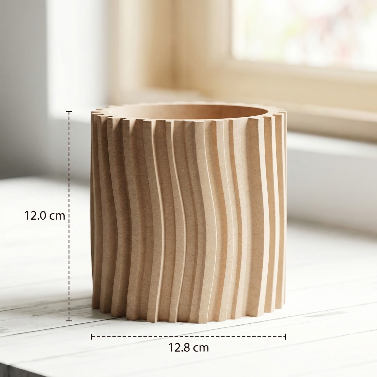 Ghiveci Decorativ cu Valuri, Bej, 13 cm — imaginea 4