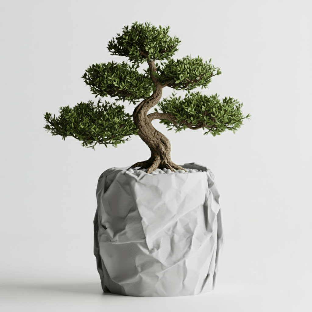 Ghiveci decorativ Crumpled Design, Silver Gray, plastic PLA, diametru 12cm, inaltime 16cm — imaginea 6