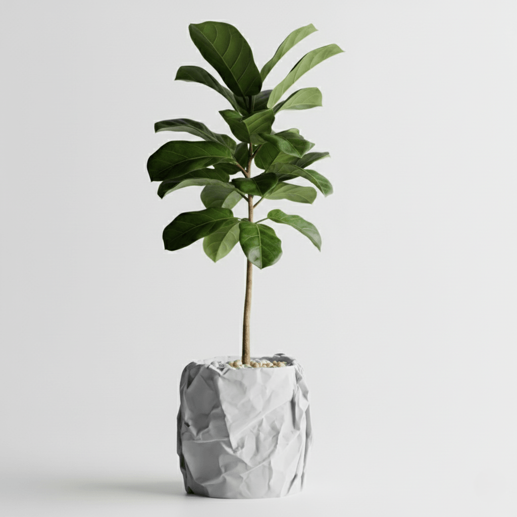 Ghiveci decorativ Crumpled Design, Silver Gray, plastic PLA, diametru 12cm, inaltime 16cm — imaginea 7