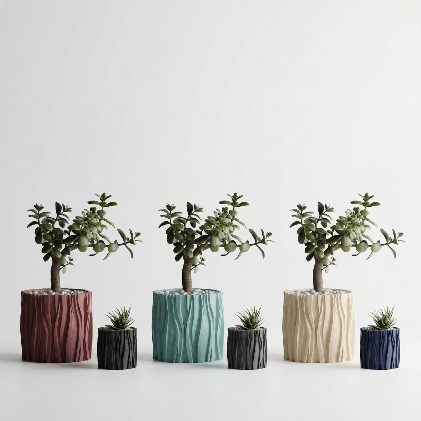 Ghiveci Decorativ cu Textura Ondulata, Rosu, 13 cm — imaginea 4