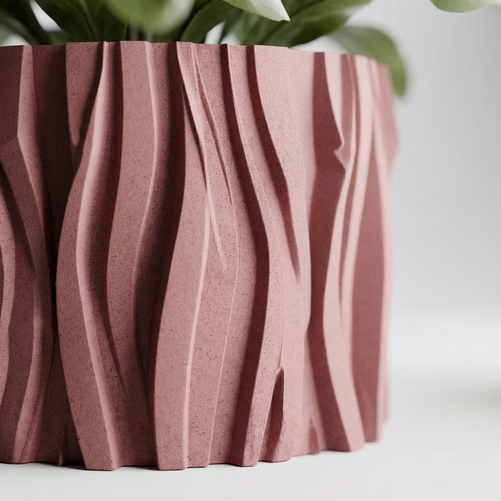 Ghiveci Decorativ cu Textura Ondulata, Rosu, 13 cm — imaginea 5