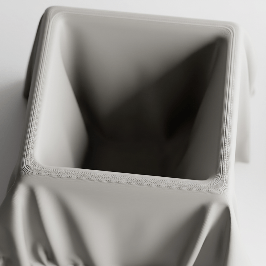 Ghiveci decorativ Draped Square – Culoare Silver Gray, plastic PLA, diametru 13cm, inaltime 17cm — imaginea 3
