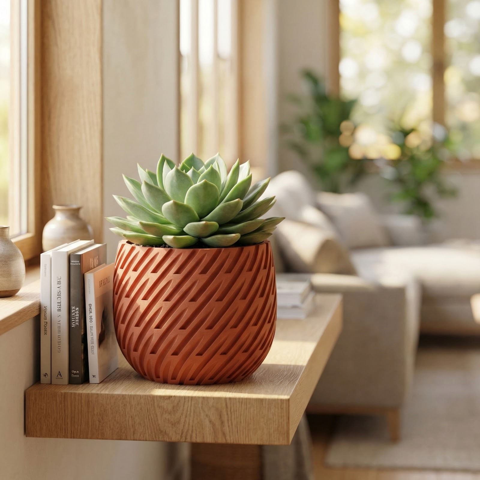 Ghiveci Decorativ cu Decupaje Diagonale, Teracota, 29 cm — imaginea 5