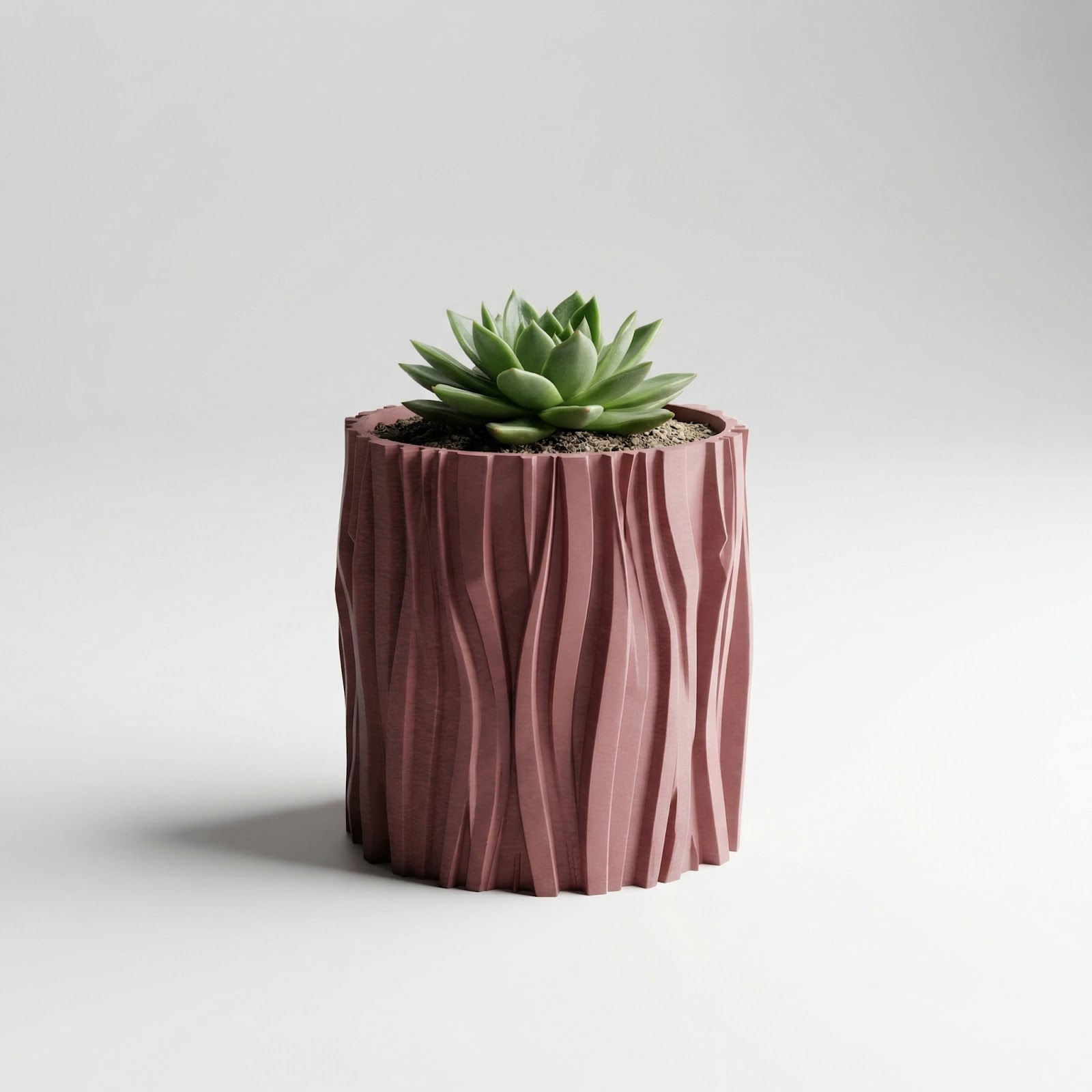 Ghiveci Decorativ cu Textura Ondulata, Rosu, 13 cm — imaginea 6