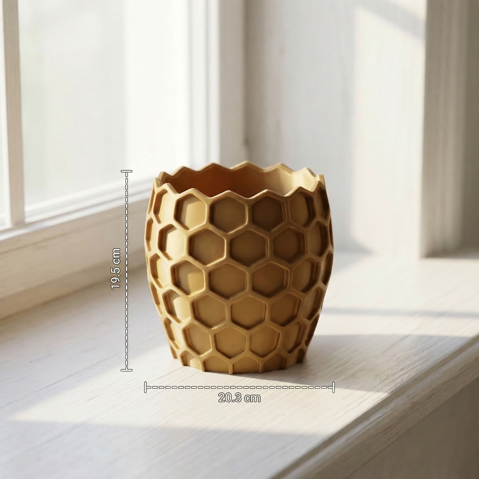 Ghiveci Decorativ cu Model Fagure, Auriu, 20 cm