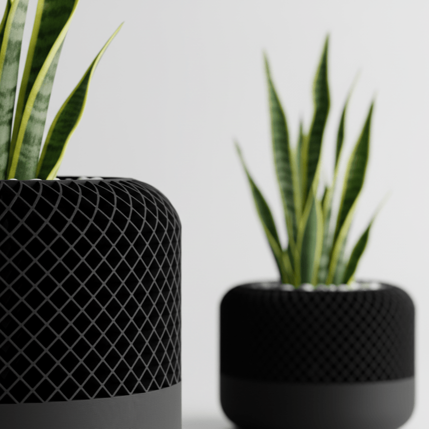 Ghiveci decorativ Dual Texture – Culoare Midnight Onyx & Ivory Stone, plastic PLA, diametru 12cm, inaltime 21cm — imaginea 5