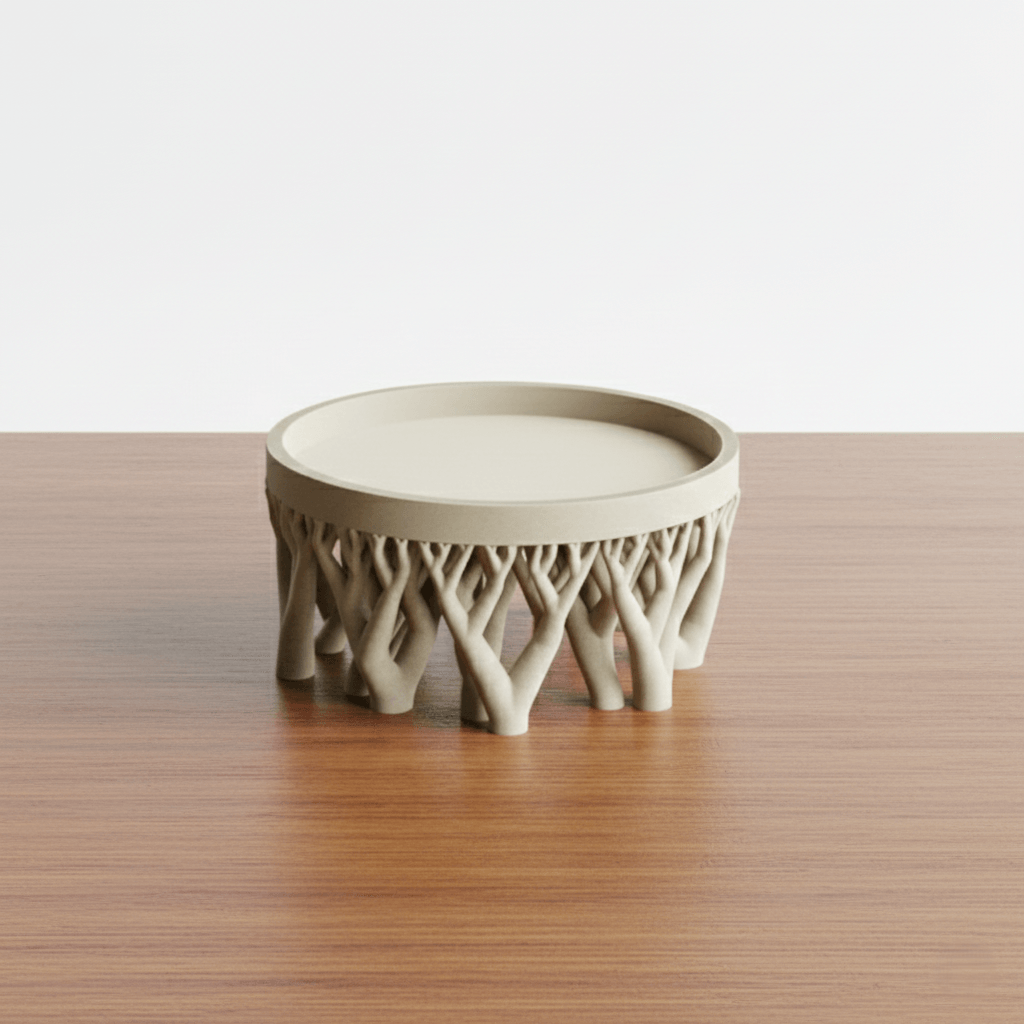 Ghiveci decorativ Dual Texture – Culoare Midnight Onyx & Ivory Stone, plastic PLA, diametru 12cm, inaltime 21cm — imaginea 6