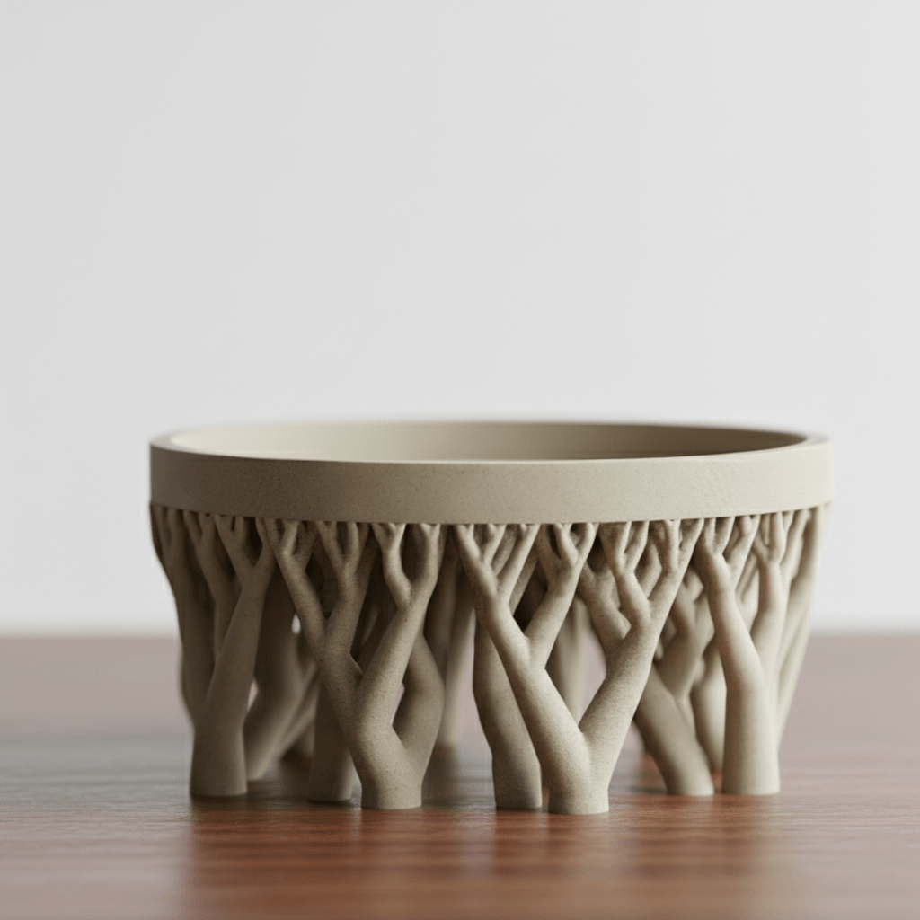 Ghiveci decorativ Dual Texture – Culoare Midnight Onyx & Ivory Stone, plastic PLA, diametru 12cm, inaltime 21cm — imaginea 7