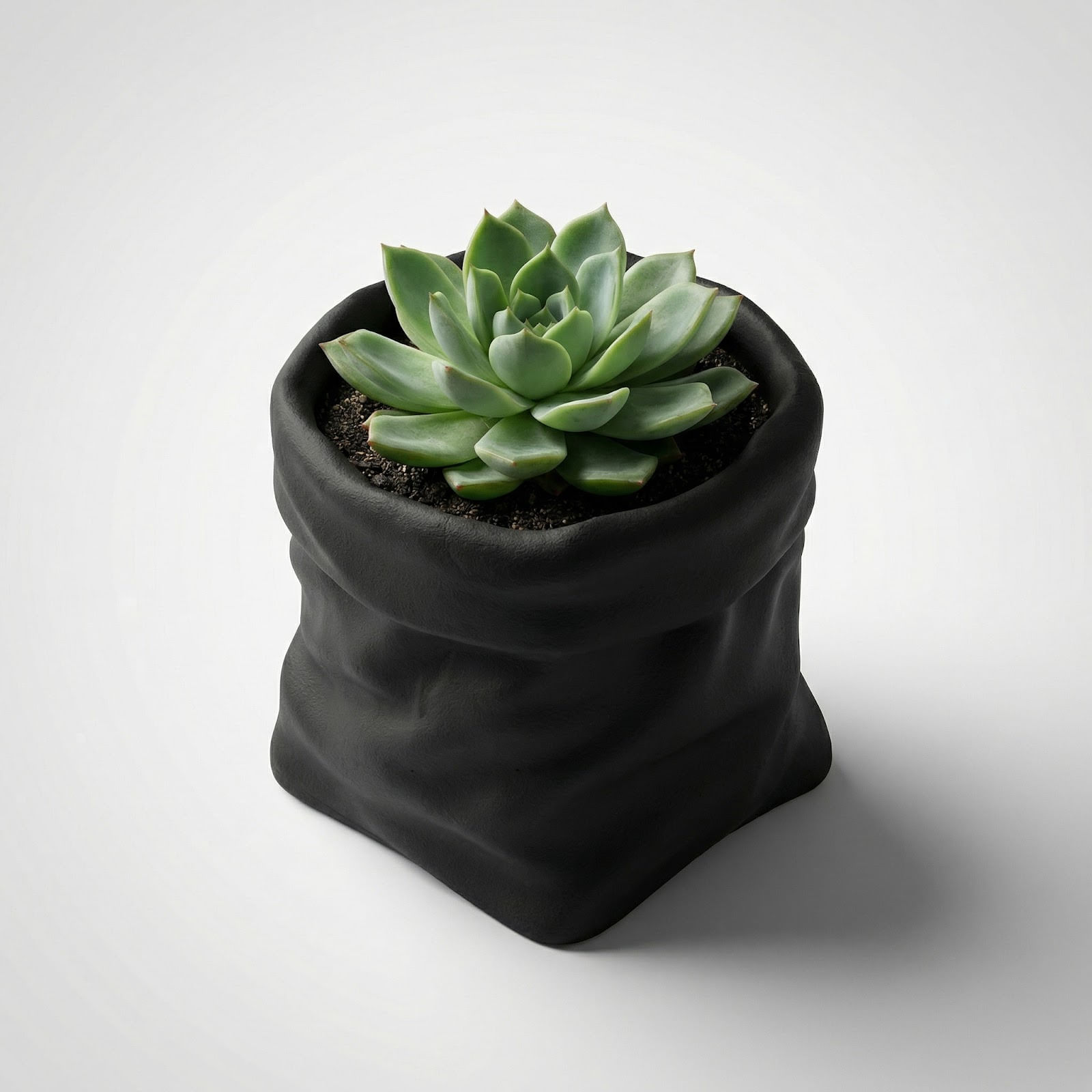 Ghiveci Decorativ cu Silueta Drapata, Negru, 13 cm — imaginea 2