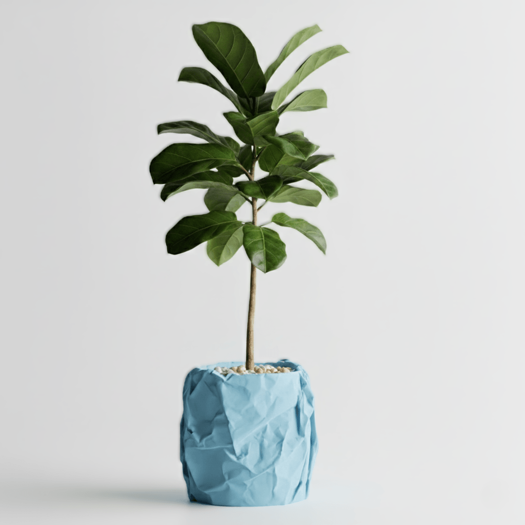 Ghiveci decorativ, Crumpled Design, Arctic Blue, plastic PLA, diametru 12cm, inaltime 16cm — imaginea 2