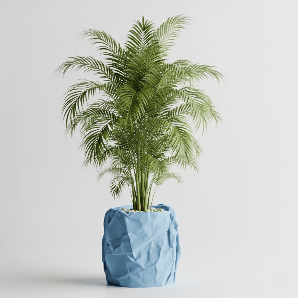 Ghiveci decorativ, Crumpled Design, Arctic Blue, plastic PLA, diametru 12cm, inaltime 16cm — imaginea 3