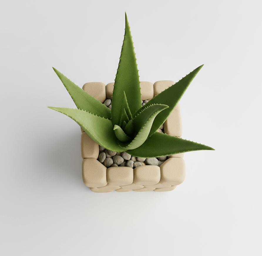 Ghiveci decorativ cu design stone touch, culoare Ivory Sand, plastic pla, diametru 7cm, inaltime 9cm — imaginea 4