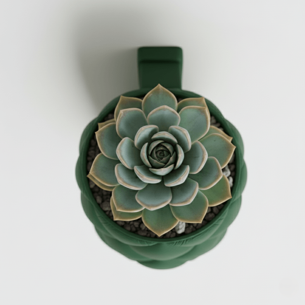 Ghiveci exclusivist de perete – Design Quilted Elegance, culoare Forest Emerald, plastic PLA, 14cm inaltime, 14cm diametru — imaginea 4