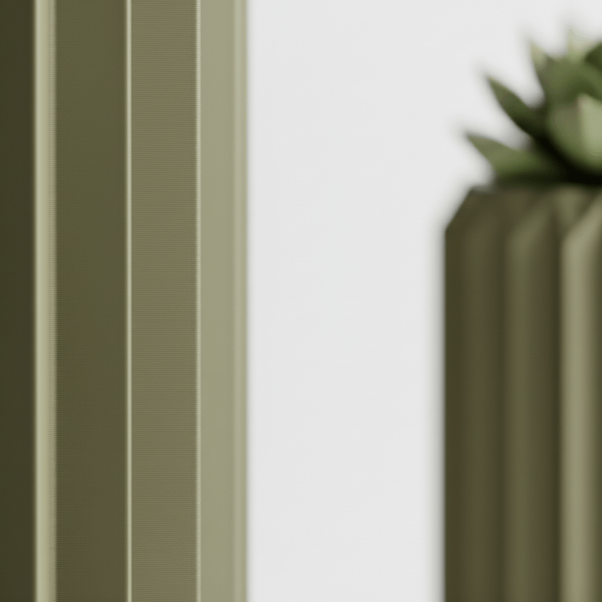 Ghiveci decorativ cu design origami, culoare Verde Oliv, plastic PLA, diametru 12cm, inaltime 15cm — imaginea 2
