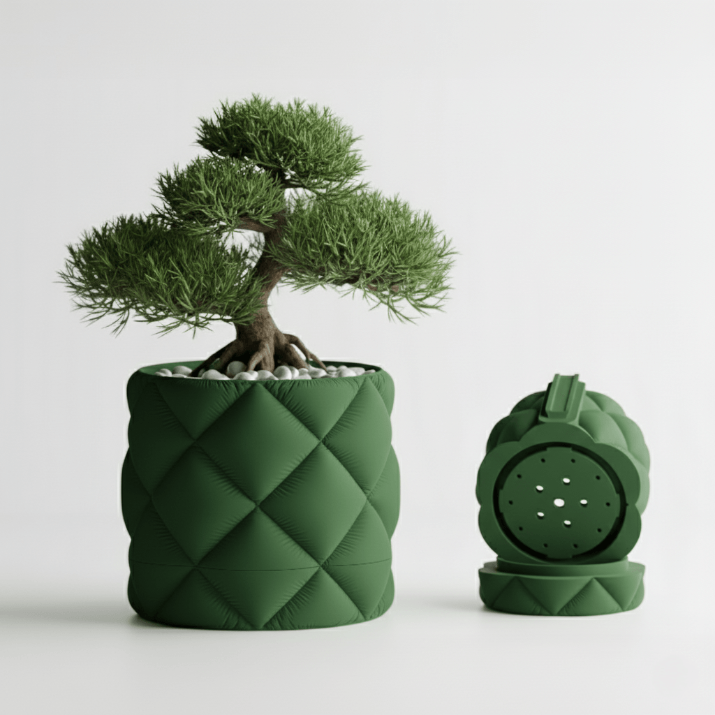 Ghiveci exclusivist de perete – Design Quilted Elegance, culoare Forest Emerald, plastic PLA, 14cm inaltime, 14cm diametru — imaginea 7