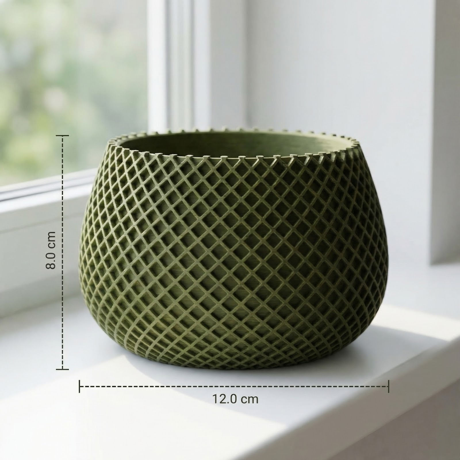 Ghiveci Decorativ cu Textura Tip Plasa, Verde Olive, 12 cm — imaginea 4