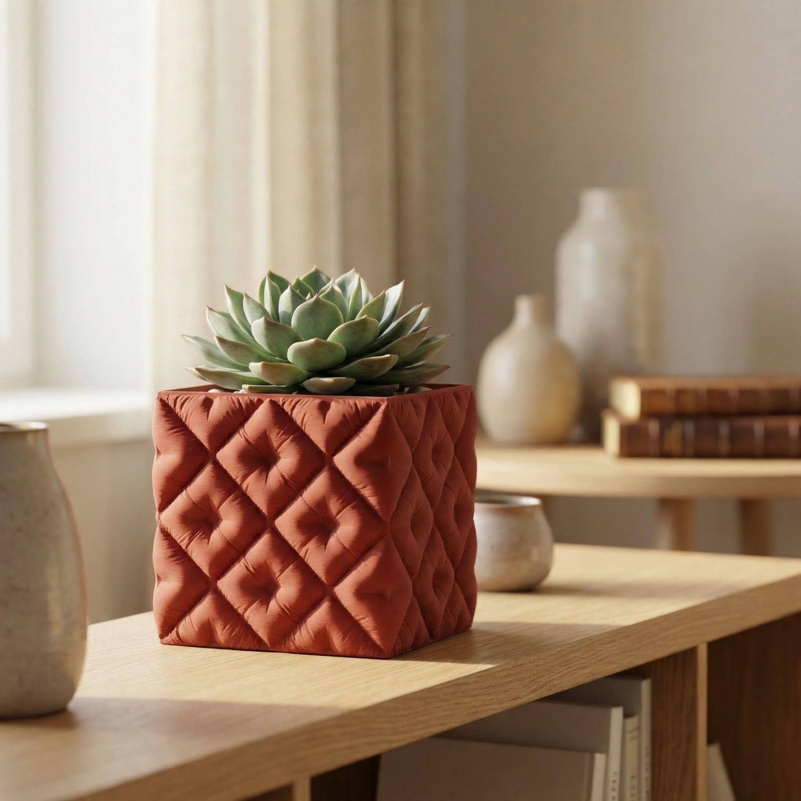 Ghiveci Decorativ Matlasat, Rosu, 13 cm — imaginea 5