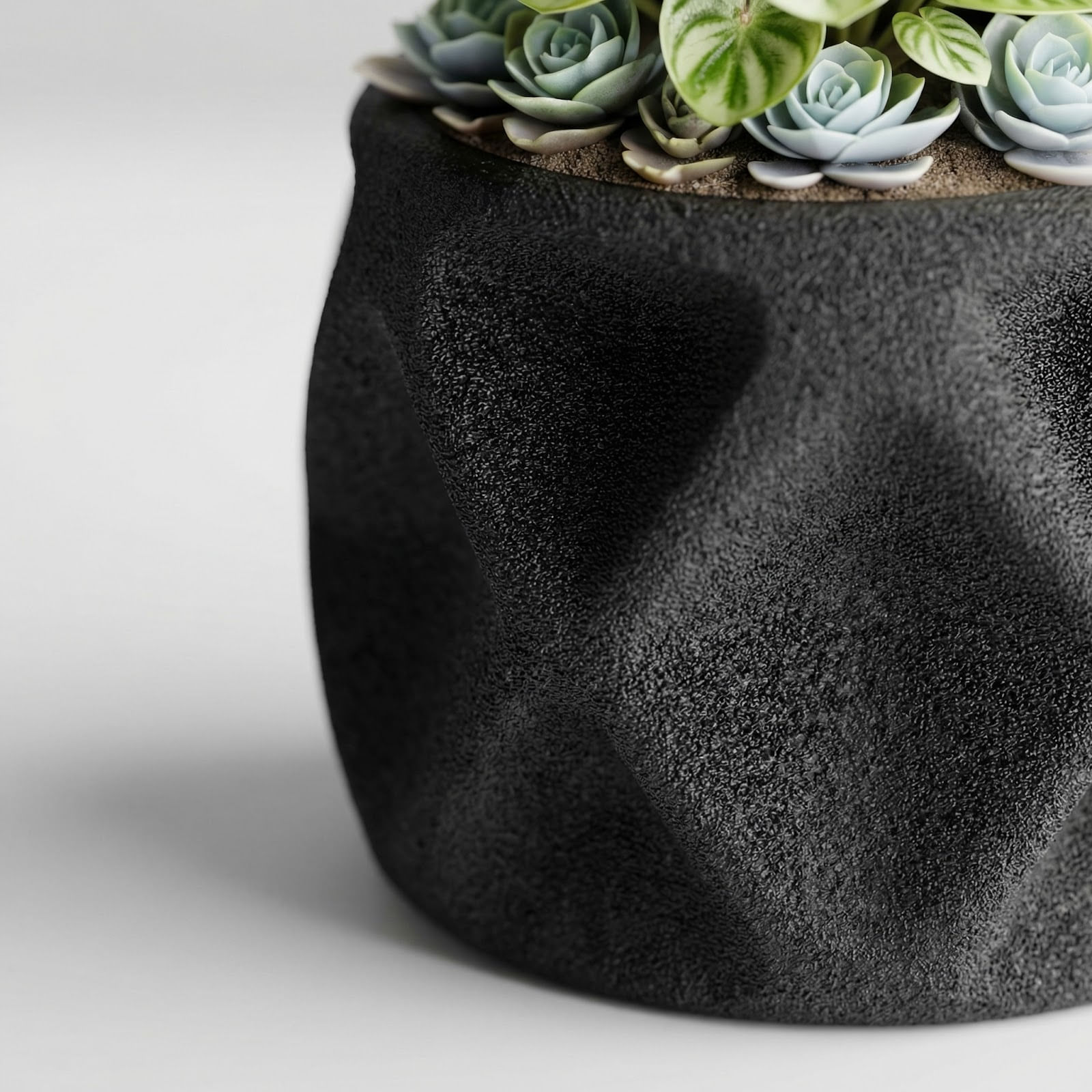 Ghiveci Decorativ cu Textura Catifelata, Negru, 17 cm — imaginea 6