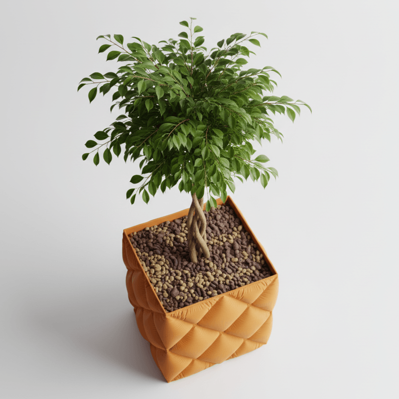 Ghiveci decorativ cu design geometric lux, culoare Amber Glow, plastic PLA, diametru 12cm, inaltime 12cm — imaginea 4