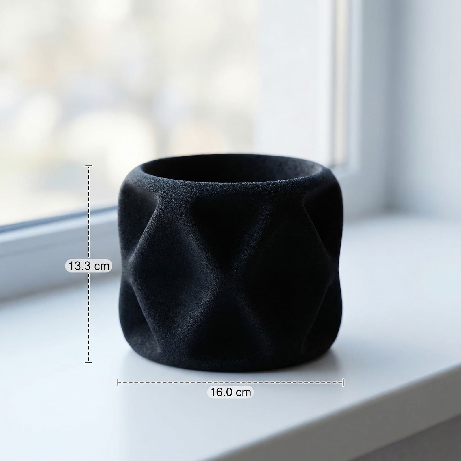 Ghiveci Decorativ cu Textura Catifelata, Negru, 17 cm — imaginea 7