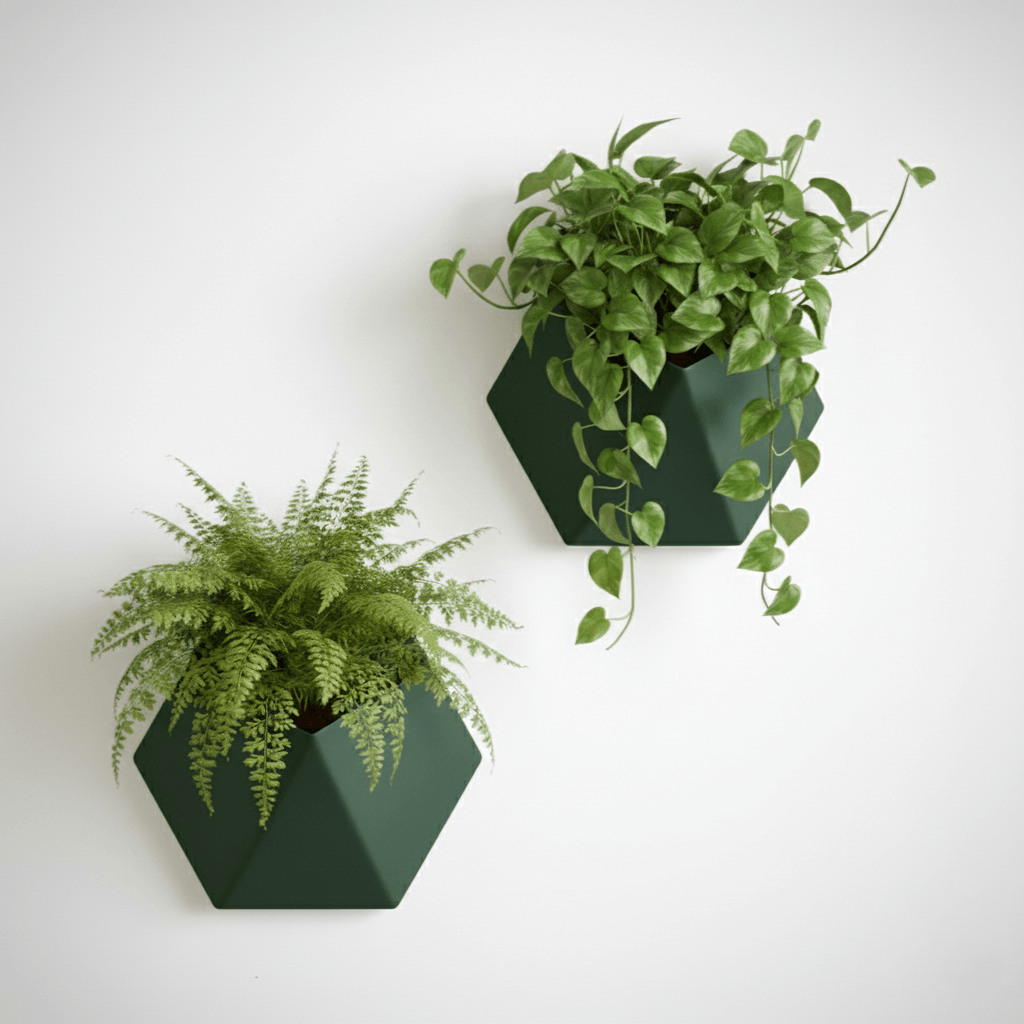 Ghiveci de perete Hexa Design, culoare Forest Emerald, design geometric, material eco friendly — imaginea 4