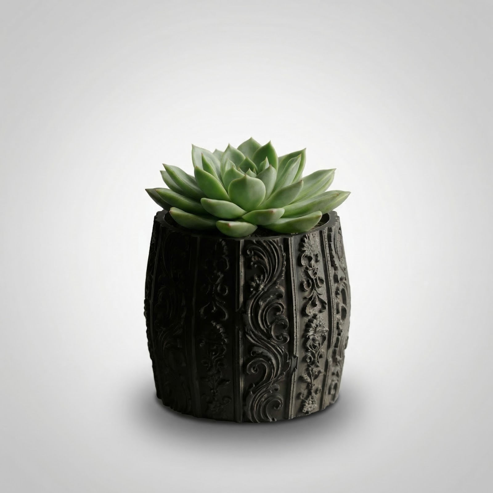 Ghiveci Decorativ cu Ornamente Florale, Negru, 14 cm — imaginea 6