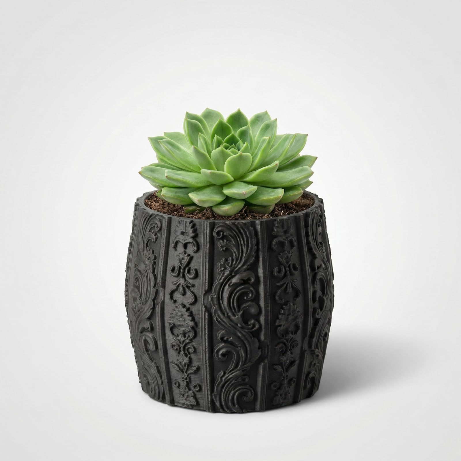 Ghiveci Decorativ cu Ornamente Florale, Negru, 14 cm — imaginea 7