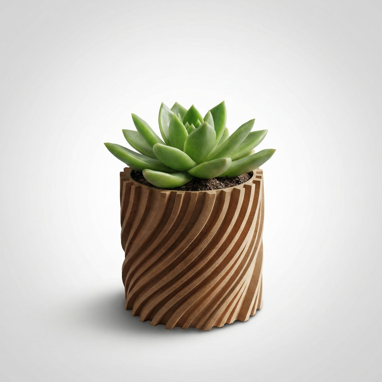 Ghiveci Decorativ cu Striatii Rasucite, Bej, 13 cm — imaginea 6