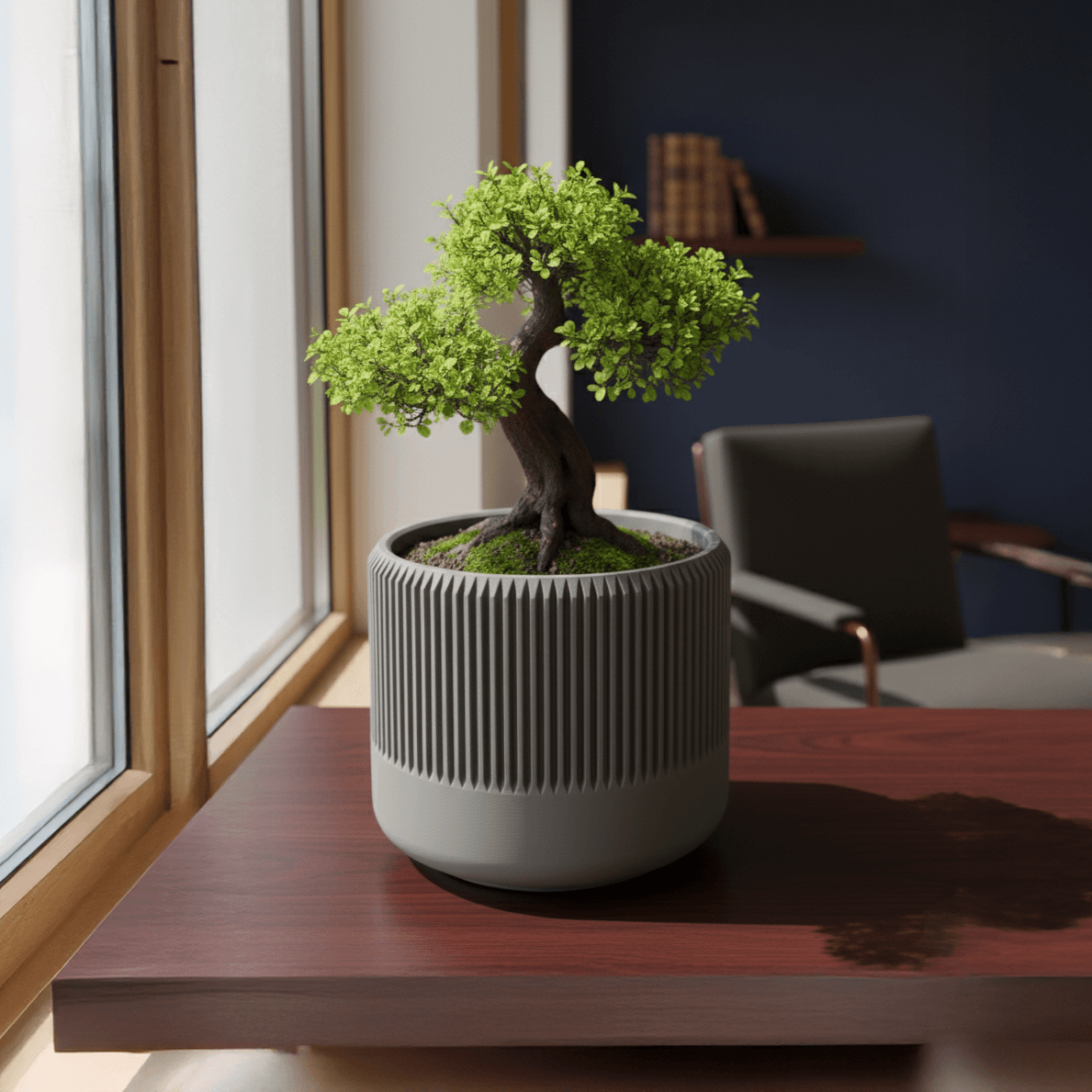 Ghiveci decorativ vertical, design 3D, Graphite Mist, material biodegradabil, dimensiuni variate — imaginea 2