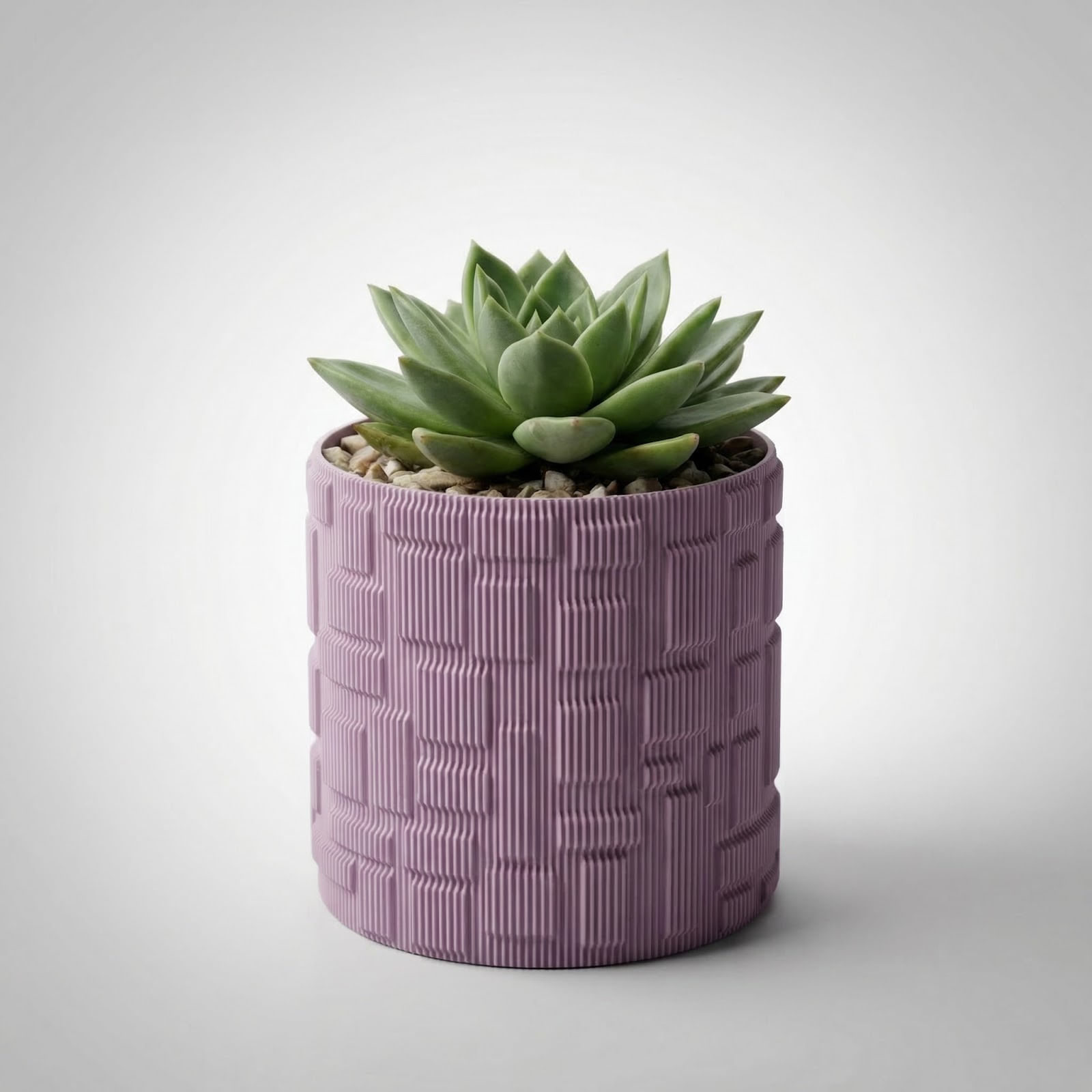 Ghiveci Decorativ cu Model Geometric Striat, Mov Lila, 13 cm — imaginea 2